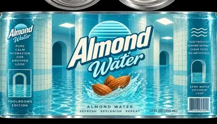 Poolrooms Almond Water collectible can artwork